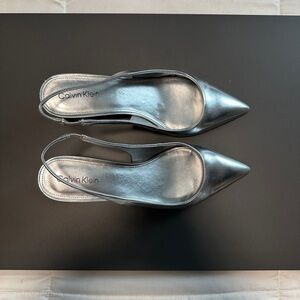 Calvin Klein Metallic Silver Slingback Heels